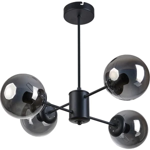 Seul Modern Tasarım Salon Yemek Odası Mutfak Siyah Renk Füme Camlı Sarkıt 4 Lü Avize