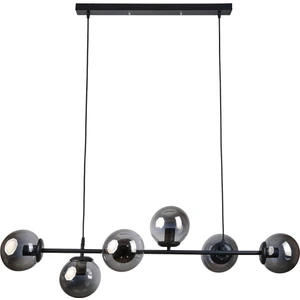 Milano Modern Tasarım Salon Yemek Odası Mutfak Siyah Renk Füme Camlı Sıralı 6lı Avize