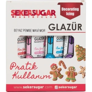 Şeker Sugar Hazır Glazür Beyaz, Pembe, Mavi, Mor 4lü Set 160 gr