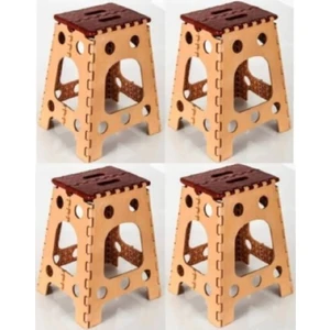 Pom Store Plastik 4 Lü Katlanır Tabure Bahçe Sandalyesi Büyük Boy Tabure