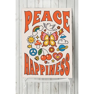 Peace Happiness, Mutluluk Psychedelic Indie Tarzı Poster