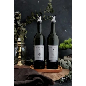 Gümüş Tasarım Amber Zeytinyağı Sıvıyağ Şişesi Yağdanlık 2'li 750 ml
