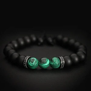 Alnis Atelier Malakit ve Mat Oniks Doğal Taş Bileklik