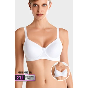 Pierre Cardin 2'li Ekonomik Paket Beyaz 7001 Balenli Minimizer Toparlayıcı Sütyen Set(Dd Cup Seçenekli)