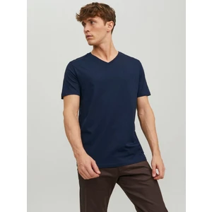 Jack & Jones V Yaka Lacivert Erkek T-Shirt 12156102