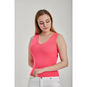 Kadın Merdiven Yaka Crop Triko Bluz