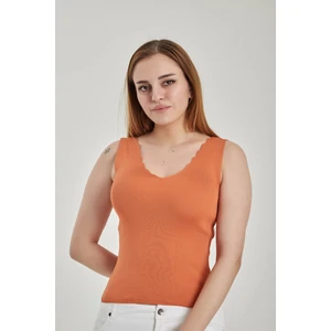 Kadın Merdiven Yaka Crop Triko Bluz