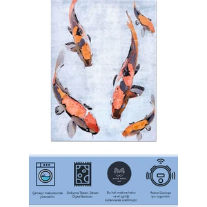Rugs Modern 
balık Figürlü Mavi Dekoratif Dokuma Taban Halı Mira 1257