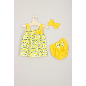 Ada Bebek Çocuk Limon Desenli Bandanalı Külotlu Alt Üst Bebek Takım