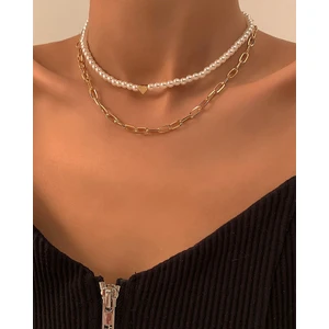 Kadın Ikili Inci Zincir Kombin Kolye
