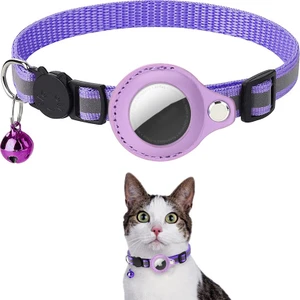 Pet Home Airtag Pu Deri Kılıf Için Yansıtıcı Pet Yakası Gps Izleyici Koruyucu Kapak Bell (Yurt Dışından)