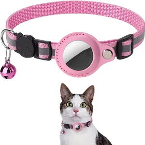 Pet Home Airtag Pu Deri Kılıf Için Yansıtıcı Pet Yakası Gps Izleyici Koruyucu Kapak Bell (Yurt Dışından)