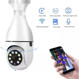 Bst Brandshoppingtr Gece Görüşlü 360 Derece LED Işık 1080P Wifi Kamera Kablosuz Panoramik Balıkgözü Ampul Kamera