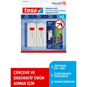 İz bırakmadan Sökülebilir Yapışkanlı Askı - Çivi, Fayans ve Metal Yüzeyler için 3 kg x 2 adet, 77764
