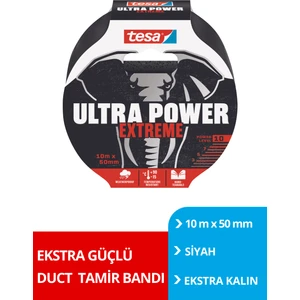 Ekstra Güçlü Duct Tamir Bandı, Ultra Power, 10M x 50MM, Siyah