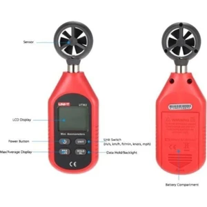 Unı-T Ut 363 Mini Dijital Rüzgar Ölçer / Anemometre UT363