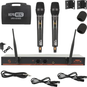 Hepa Merz Hepa merz URX-835EE UHF Üst Kalite Çiftli El Telsiz Kablosuz Mikrofon Seti
