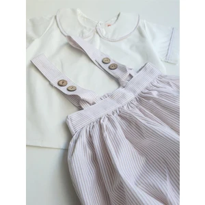 Erkek Gri Çizgili Şort Gömlek