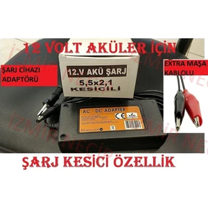 12 Volt 3.5 Amper Akü Şarj Cihazı Adaptörü Otomatik Kesicili Özellik Hem Adaptör Giriş Hem Maşalı