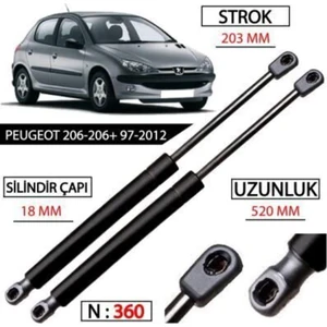 EC Shop Arotomarket Peugeot 206 Hatchback Bagaj Amortisörü Takımı Yan Sanayi 8731E6