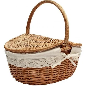 Three Beans Handwoven Rattan Keten Bez Açık Piknik Sepeti Sepet Kamp Bağbozumu Depolama Sepeti Alışveriş Tutucu Kapak Gıda İle | Piknik Çantaları (Yurt Dışından)