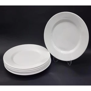 Abnturk Beyaz Melamin Tatlı Pasta Servis Tabağı Sığ Tabak 12 Adet 21 cm