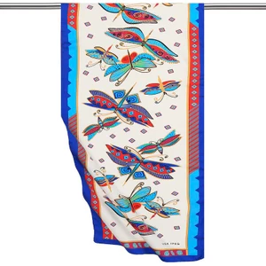 Bursa İpek Gri Fuşya Desenli Ipeksi Fular