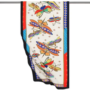 Bursa İpek Su Yeşil Mor Desenli Ipeksi Fular