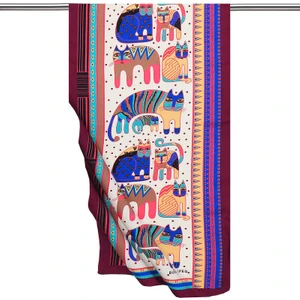 Bursa İpek Mürdüm Mint Desenli Ipeksi Fular