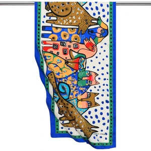 Bursa İpek Saks Somon Desenli Ipeksi Fular