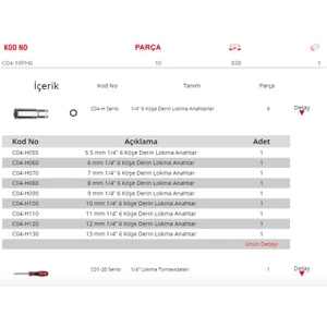 Ceta Form C04-10PH0 5,5-13mm 10 Parça 1/4” 6 Köşe Derin Lokma Takımı
