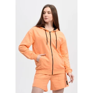 Kadın Kapüşonlu Fermuarlı Oversıze Sweatshirt Oranj - Xs