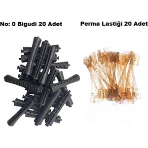 Perma Bigudi No: 0 (20 Adet Bigudi + 20 Adet Lastik)