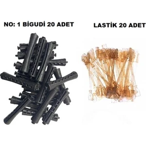 Perma Bigudi No: 1 (20 Adet Bigudi + 20 Adet Lastik)