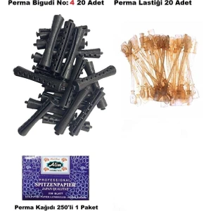 Perma Bigudi No: 4 (20 Adet Bigudi + 20 Adet Lastik) +Perma Kağıdı 250'LI