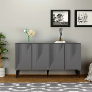Cantek Dizayn Lazer Desenli 150 cm Draw Konsol Antrasit-Antrasit