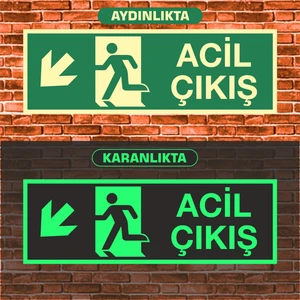 10X30 Fosforlu Acil Çıkış Uyarı Ikaz Tabelası