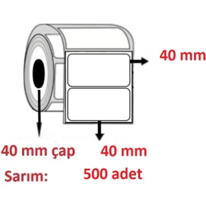Özsaraç Etiket 40X40 Eco Termal Etiket( 500LÜ )   5 RULO 2500 ADET