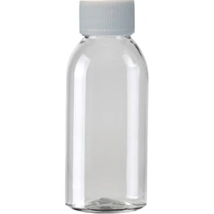 Güvenç Ambalaj 100 Adet - 100ML Plastik Şeffaf Oval Boyunlu Şişe, Boş Düz Beyaz Kapaklı Pet Şişe