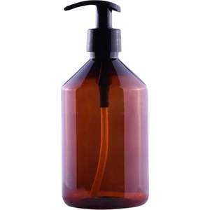 Güvenç Ambalaj 100 Adet - 500ML Boş Plastik Kahverengi Konik Pet Şişe, Siyah Sıvı Sabun Pompalı