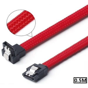 4739 Naylon Örgü Hasır L 90 Dirsek Köşeli  Sata3 7 Pin 6gbs SSD HDD Data Veri Kablosu