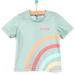 Erkek Bebek Retro Gökkuşağı Kısa Kol Tshirt