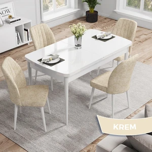 Concept Nef Serisi 70X114 Açılabilir Mdf Mutfak Masa Takımı Beyaz Masa ve 4 Sandalye