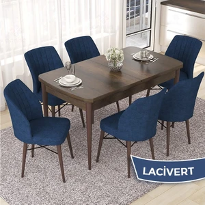 Concept Nef Serisi 70X114 Açılabilir Mdf  Barok Ahşap Desen Mutfak Masa Takımı 6 Sandalye