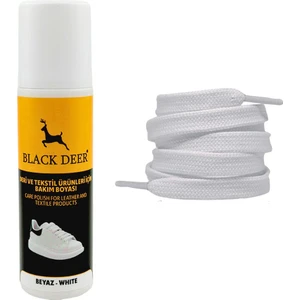 Black Deer Beyaz Ayakkabı Deri Kumaş Boyası,Sneaker Beyaz Ayakkabı Temizleyici,Beyaz Bağcık 75 ml