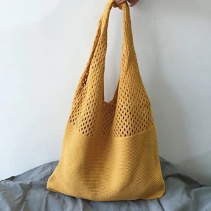 Shanxiu Store Dokuma Hasır Rattan Içi Boş El Çantası Büyük Kapasiteli Yumuşak Polyester Kumaş Tote Çanta (Yurt Dışından)