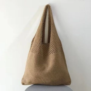 Shanxiu Store Dokuma Hasır Rattan Içi Boş El Çantası Büyük Kapasiteli Yumuşak Polyester Kumaş Tote Çanta (Yurt Dışından)
