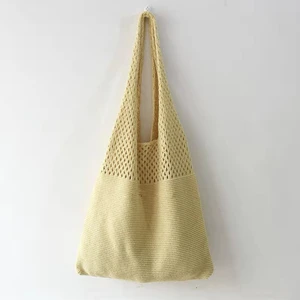 Shanxiu Store Dokuma Hasır Rattan Içi Boş El Çantası Büyük Kapasiteli Yumuşak Polyester Kumaş Tote Çanta (Yurt Dışından)