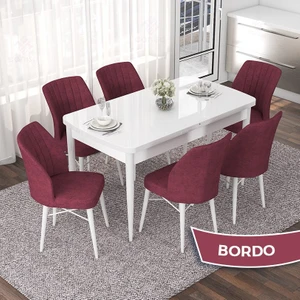 Concept Nef Serisi 70X114 Açılabilir Mdf Mutfak Masa Takımı Beyaz Masa ve 6 Sandalye