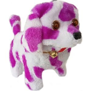 Ct Toys Mor Beyaz Havlayan Işıklı Kuyruk Sallayan Sesli Yürüyen Peluş Köpek -- Pil Hediyeli --